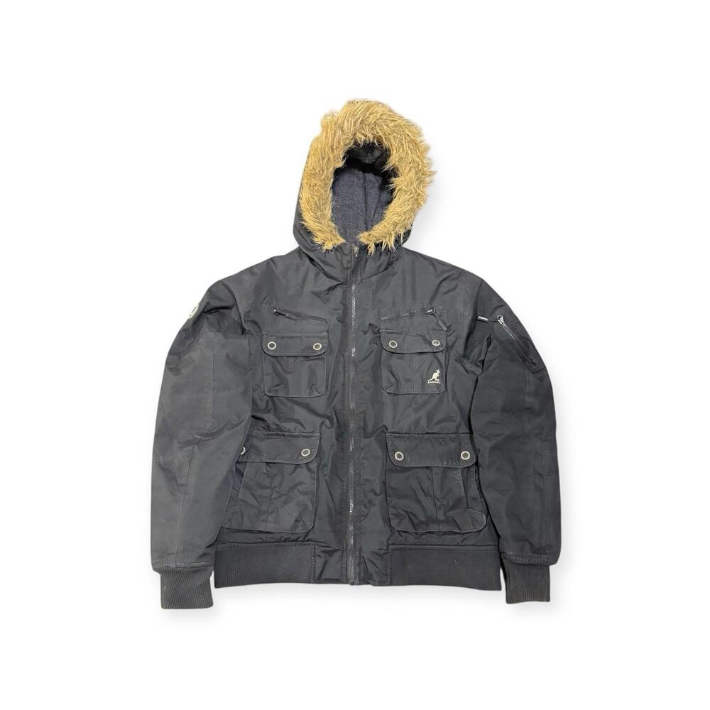 Vintage Kangol Bomber Parka Fur Hood Black L Men’s